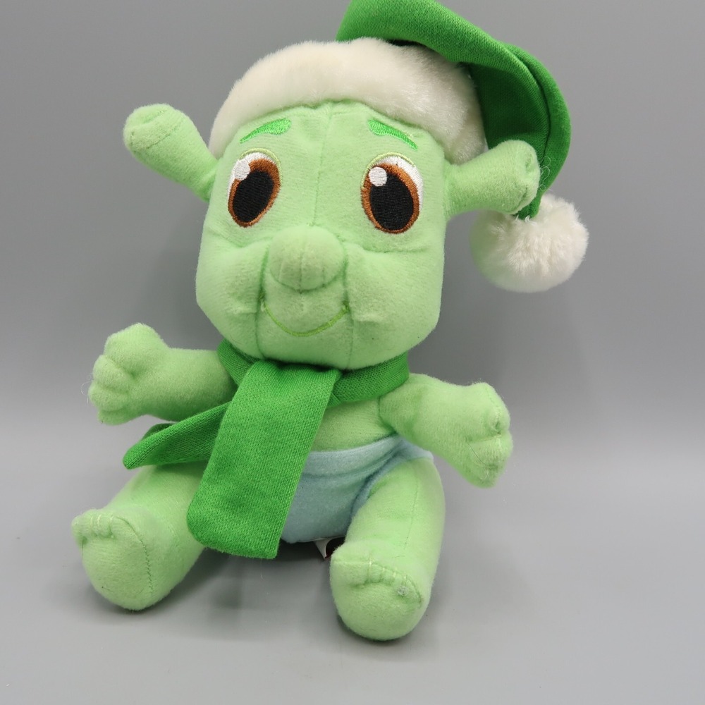 Baby Green‎ Ogre Winter Shrek Plush  7" Holiday Christmas Santa Hat Toy